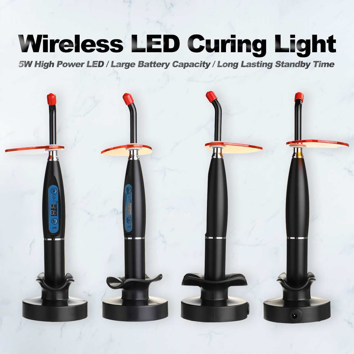 Cordless Dental LED Curing Light Lamp 2000MW Solidification Cure Lamp Machine