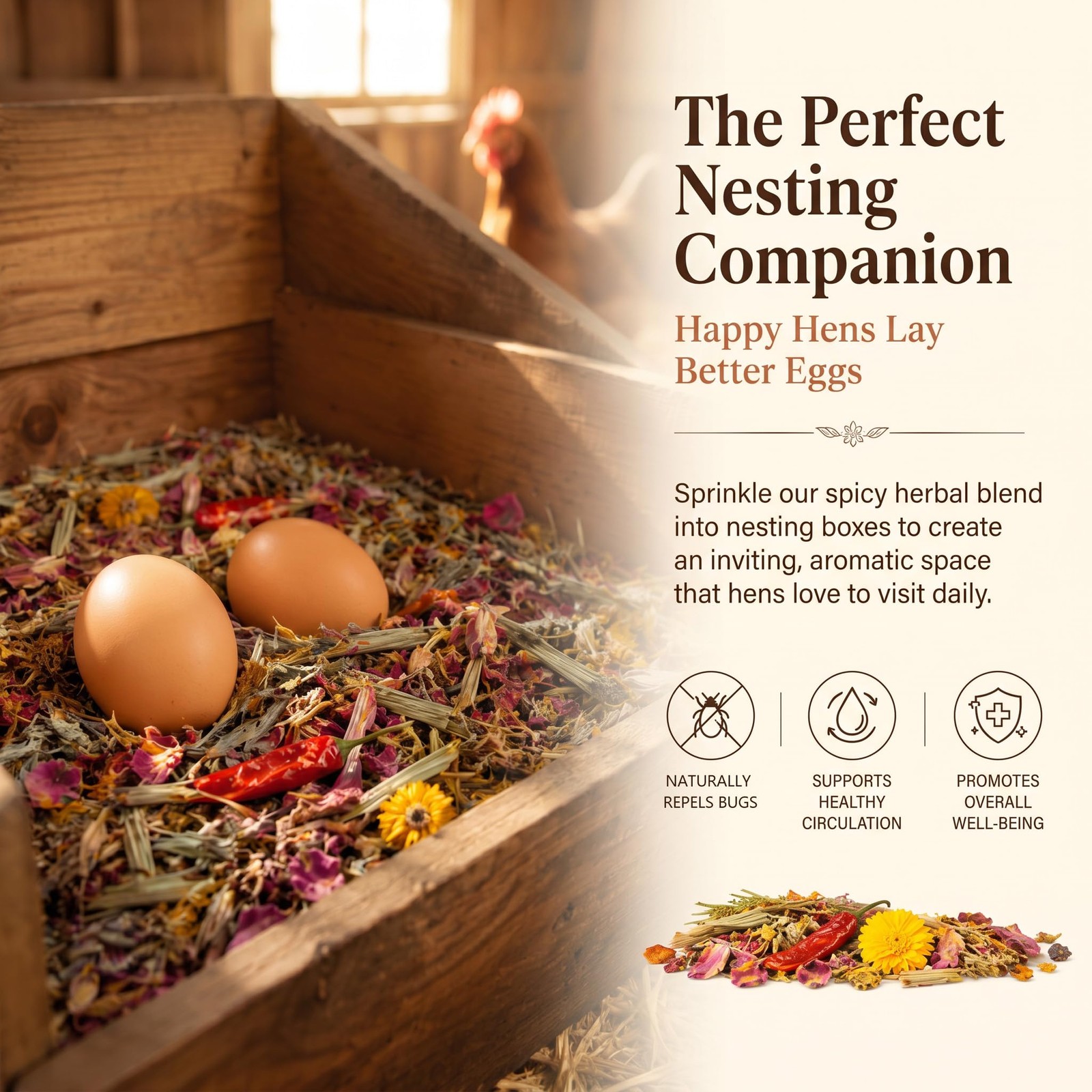 RAINFLOW Chicken Nesting Herbs 10oz Natural Dried Herb Blend for Nesting Box...
