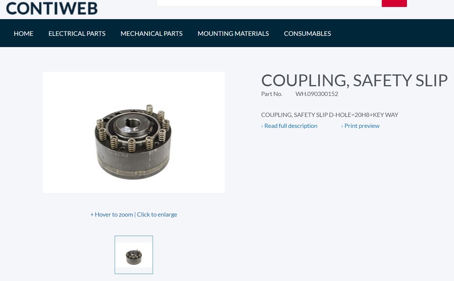 Two (2) Contiweb WH090300152 Couplings Safety Slip D-Hole 20H8 Keyway GOSS NEW