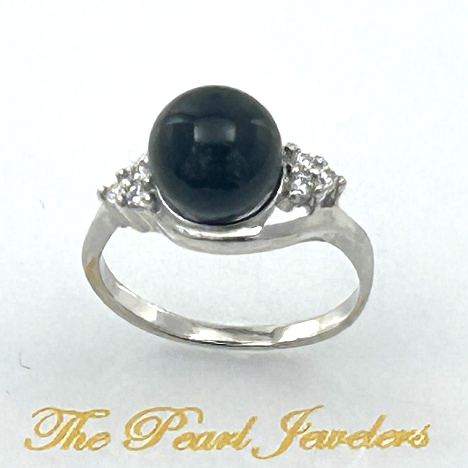 Sterling Silver Black Onyx & CZ Accent Ring