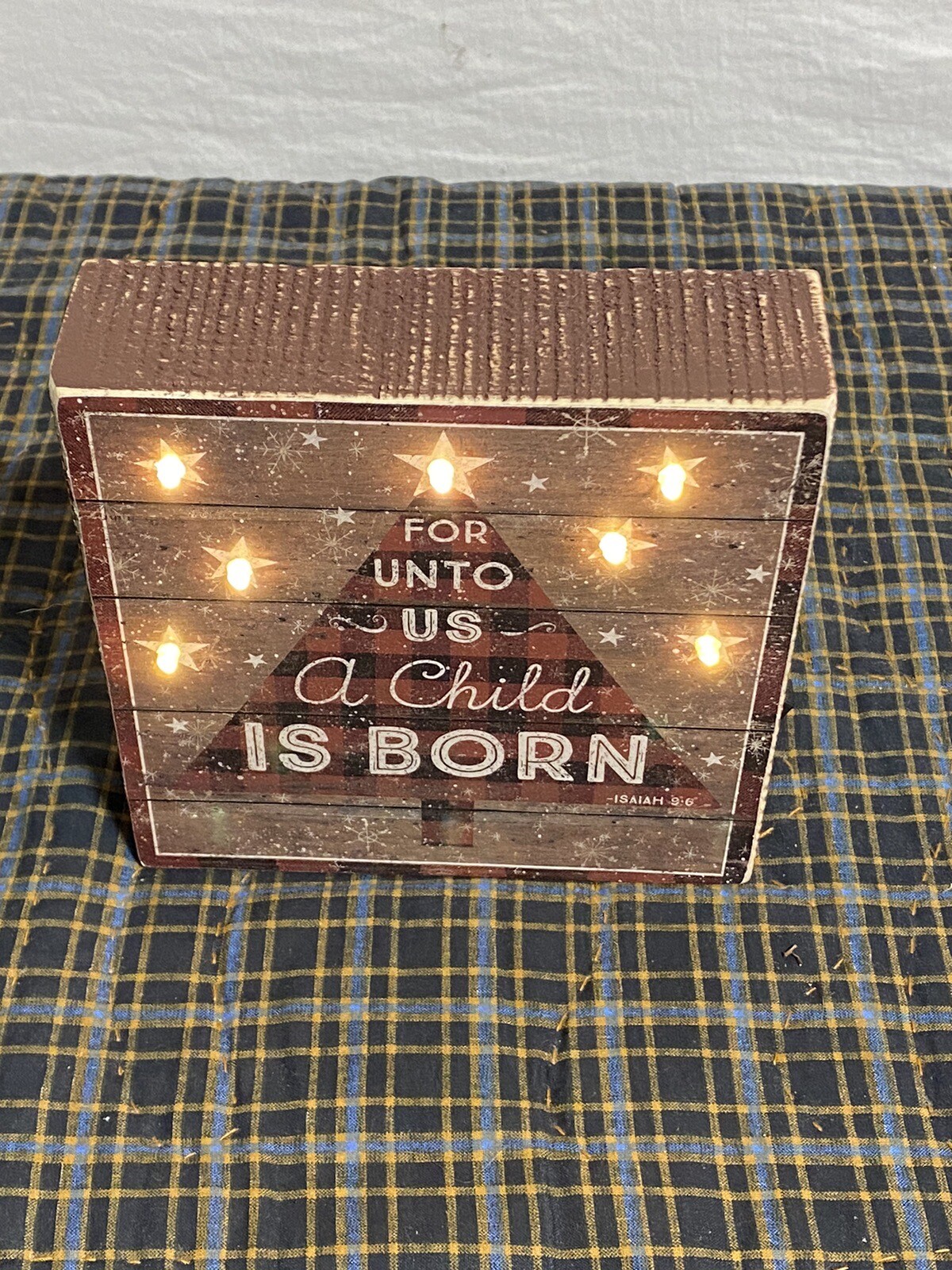 Pre-lit “Child is born” Christmas box