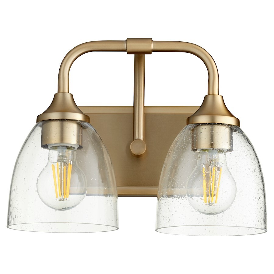 Quorum Enclave 2 Light Vanity, Aged Brass/Clear Seeded - 5059-2-280