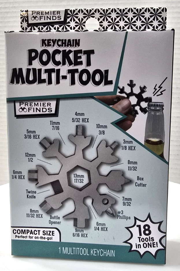NEW Keychain Pocket Multi-Tool 18 Tools in One-Compact Premier Finds- Keyring