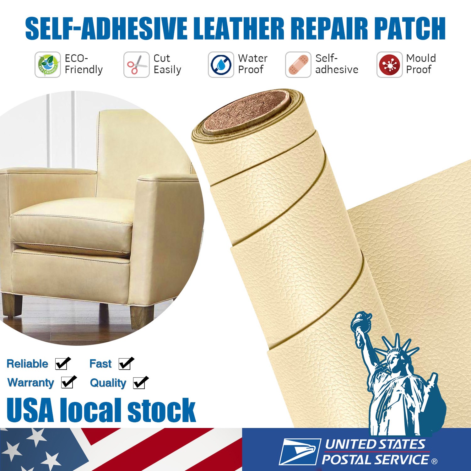 Self Adhesive Leather Patch Car Seat Sofa Repairing Subsidies Fabric Stick-on