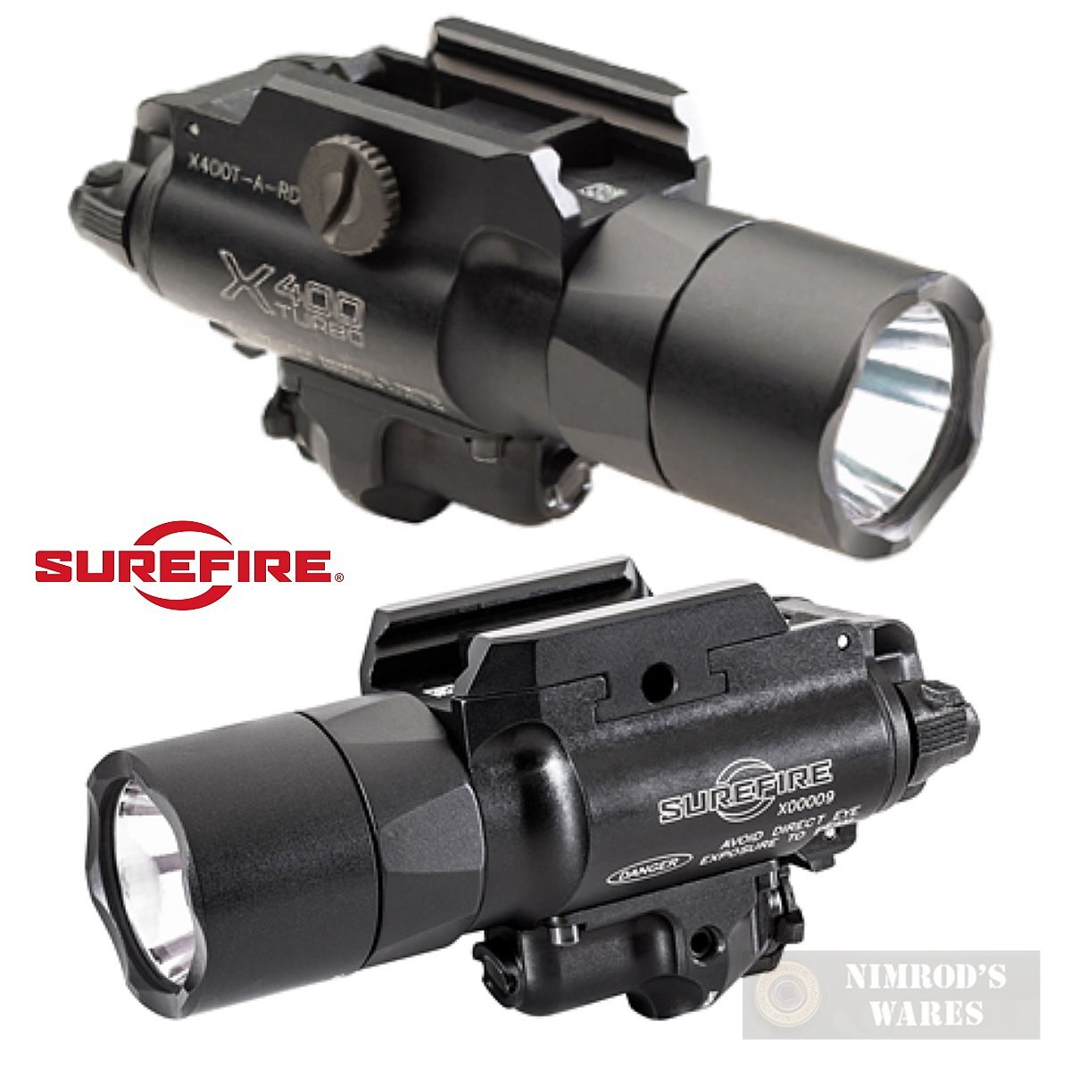 SureFire TURBO WEAPONLIGHT 1000 Lumens + Red LASER  Pistol/Picatinny X400T-A-RD