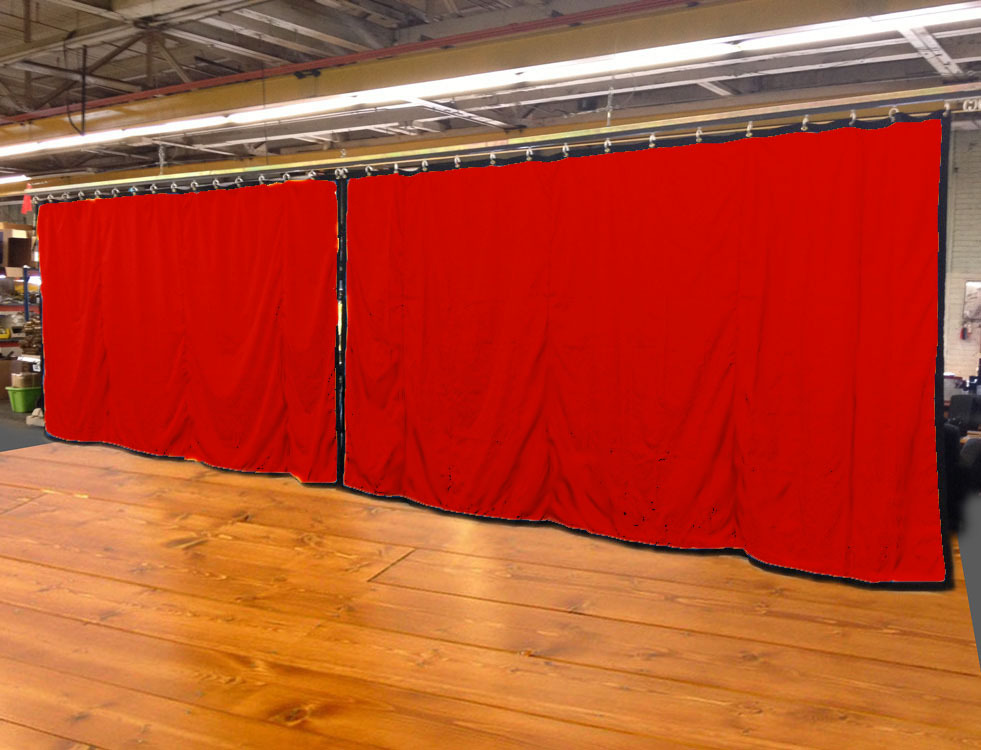 Lot of (2) Red Curtain/Stage Backdrop, Non-FR, 10 H x 20 W