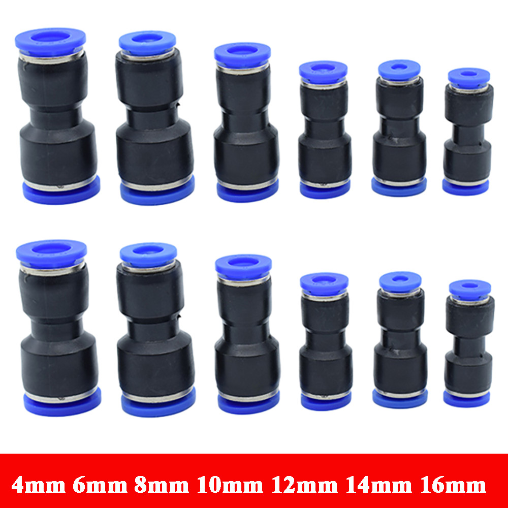 Pneumatic Push In Fitting Air Water Pipe Straight Join Adapter 4-6-8-10-12-16mm