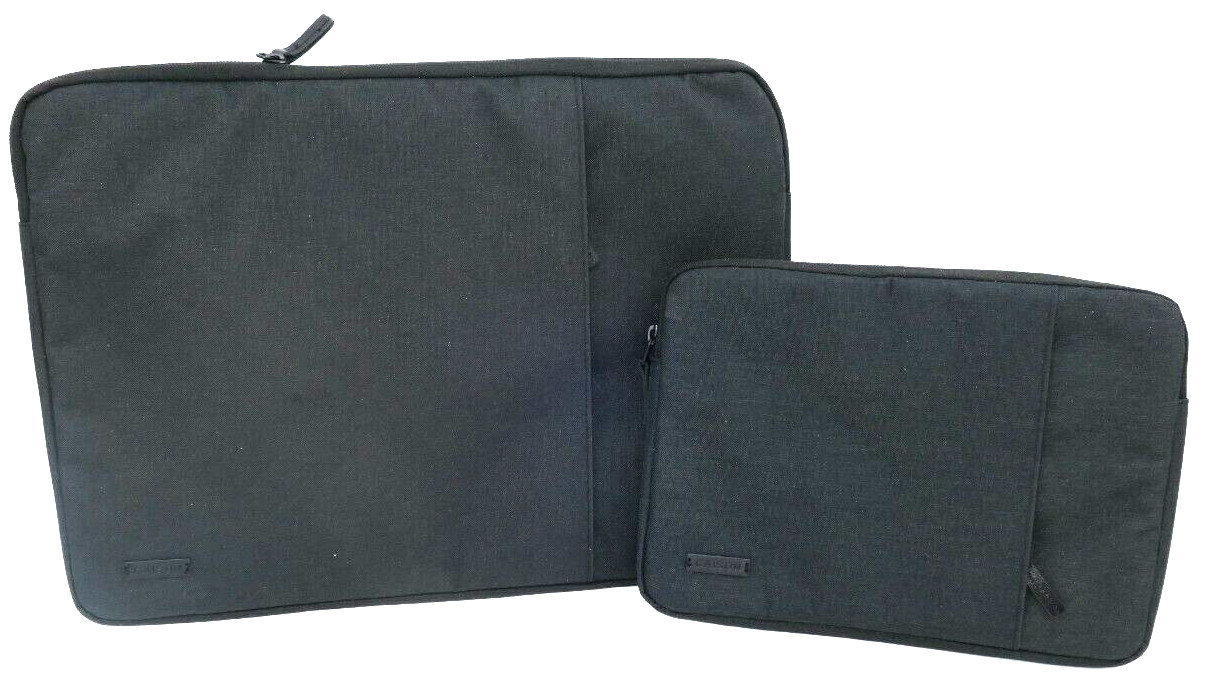(2) Caison 15.5" & 10.5" Waterproof Classic Comfort Laptop Sleeve Cases BLACK