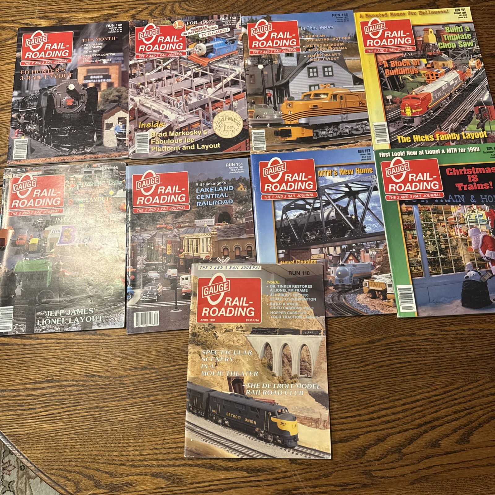 Lot of 9 Vintage O-Gauge Rail-Roading Magazines 1990s, Lionel
