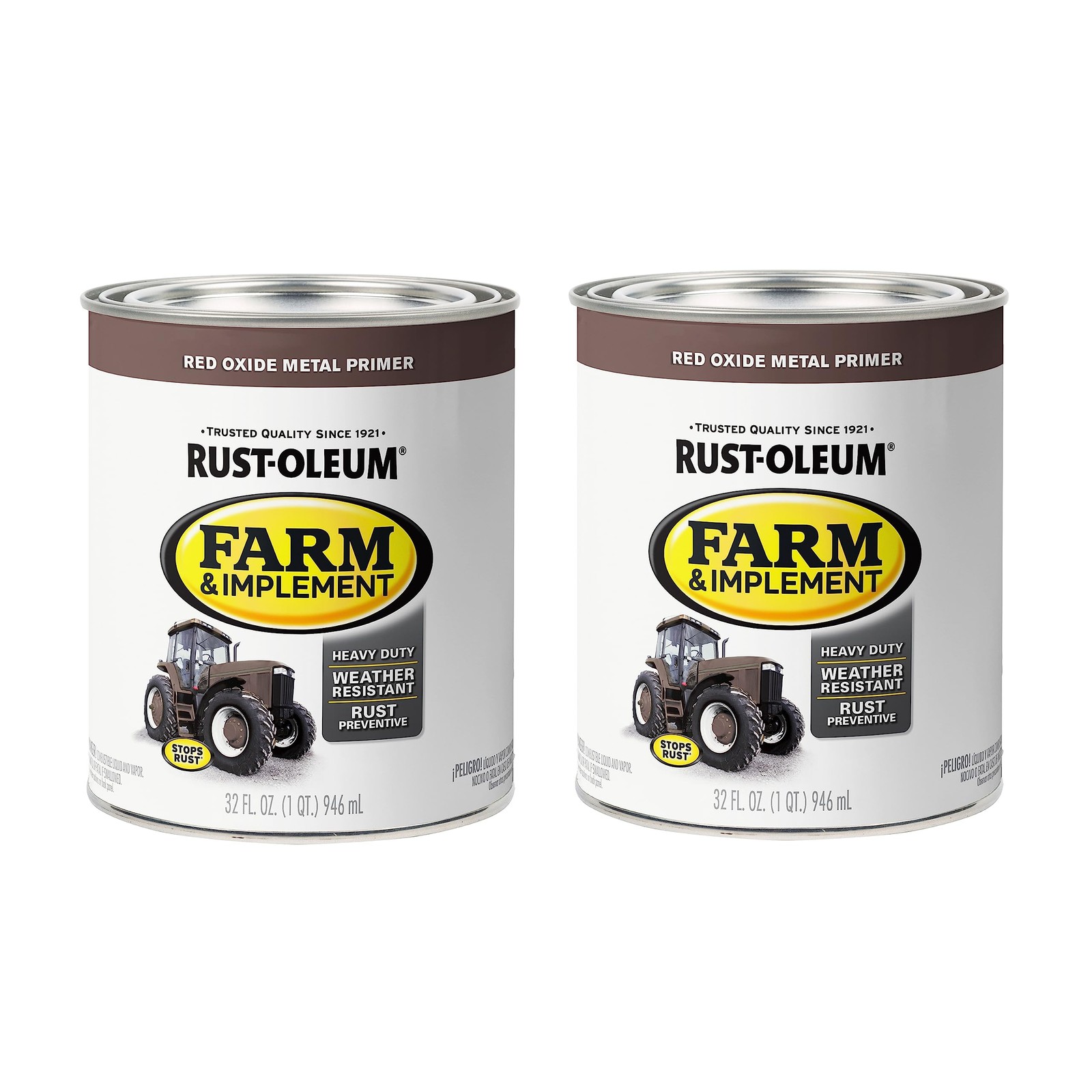 Red Oxide Metal Primer Paint Pack of 2 Rust Preventative Heavy Duty Tractor P...