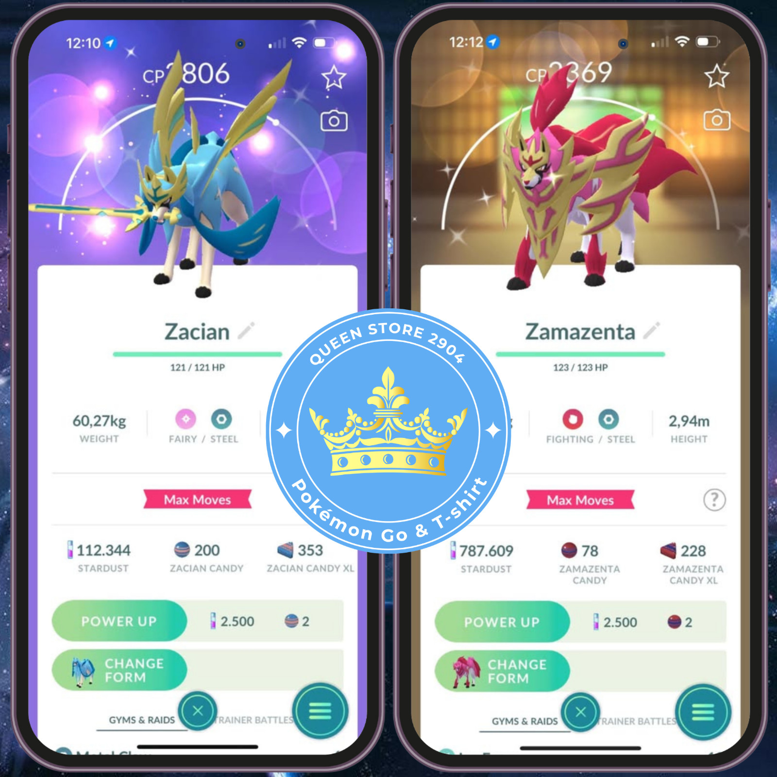 Pokémon—GO—PTC—TRADE— Shiny Zacian Crowned — Zamazenta Crowned — 20k —Digital♻️