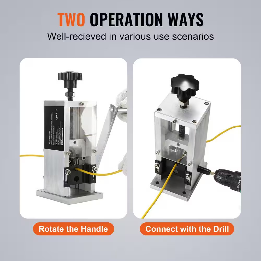 Wire Stripping Machine, Wire Stripper with Hand Crank or Drill Powered, 0.06 In.