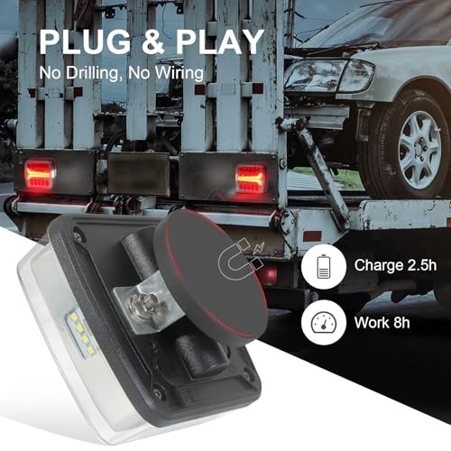 Magnetic Wireless LED Trailer Lights Kit - IP67 Waterproof, Rechargeable Brake &