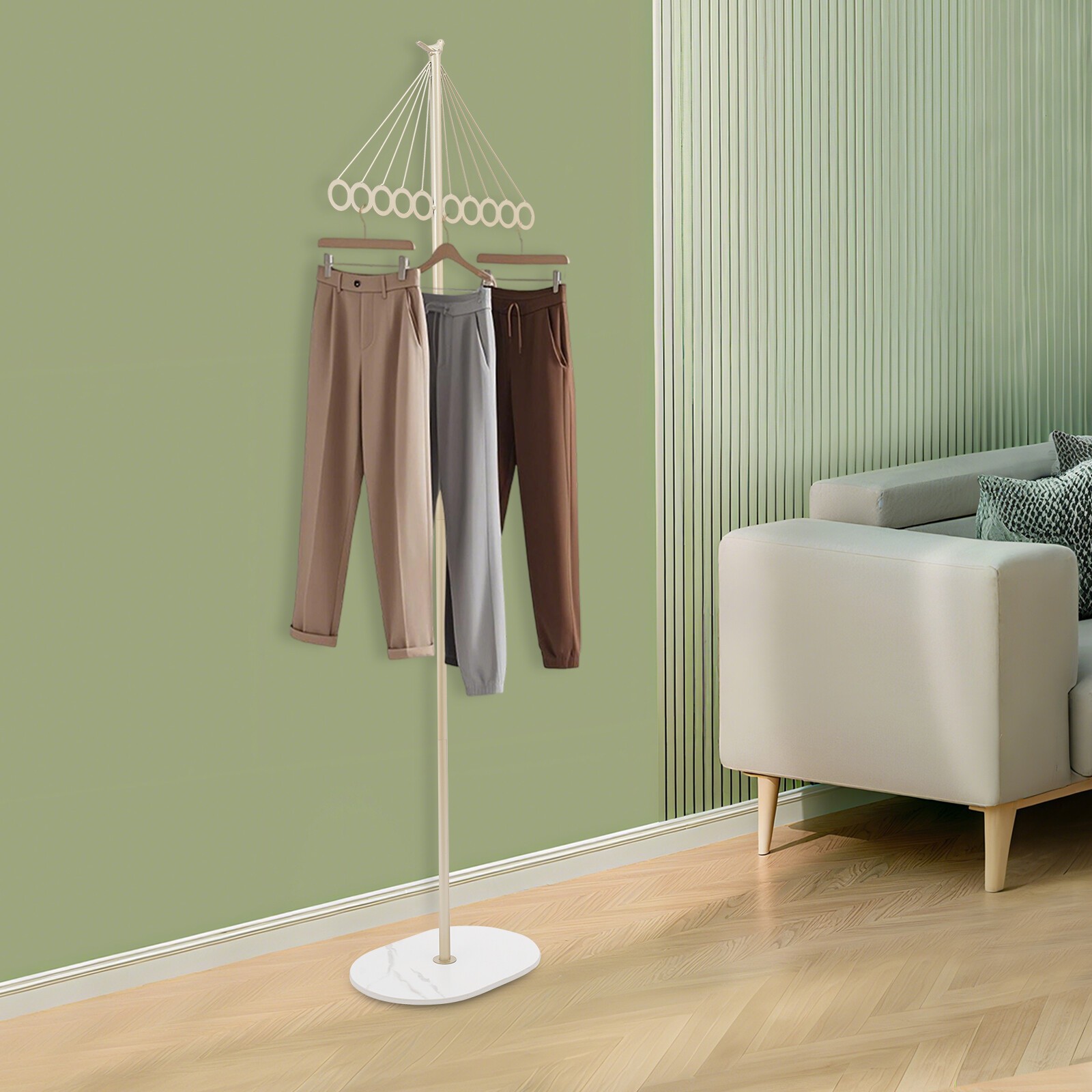 ?Coat Shelf Metal Clothing Display Rack Entrance Clothing Rack with 10 Hooks