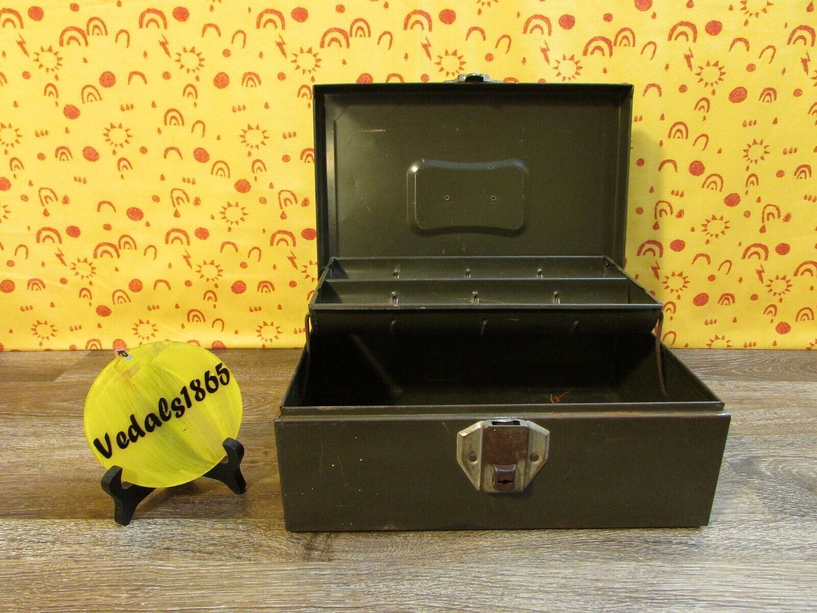UNION STEEL WILCO VTG Olive Green Security Cash Box from Late 1920's Bank Safe