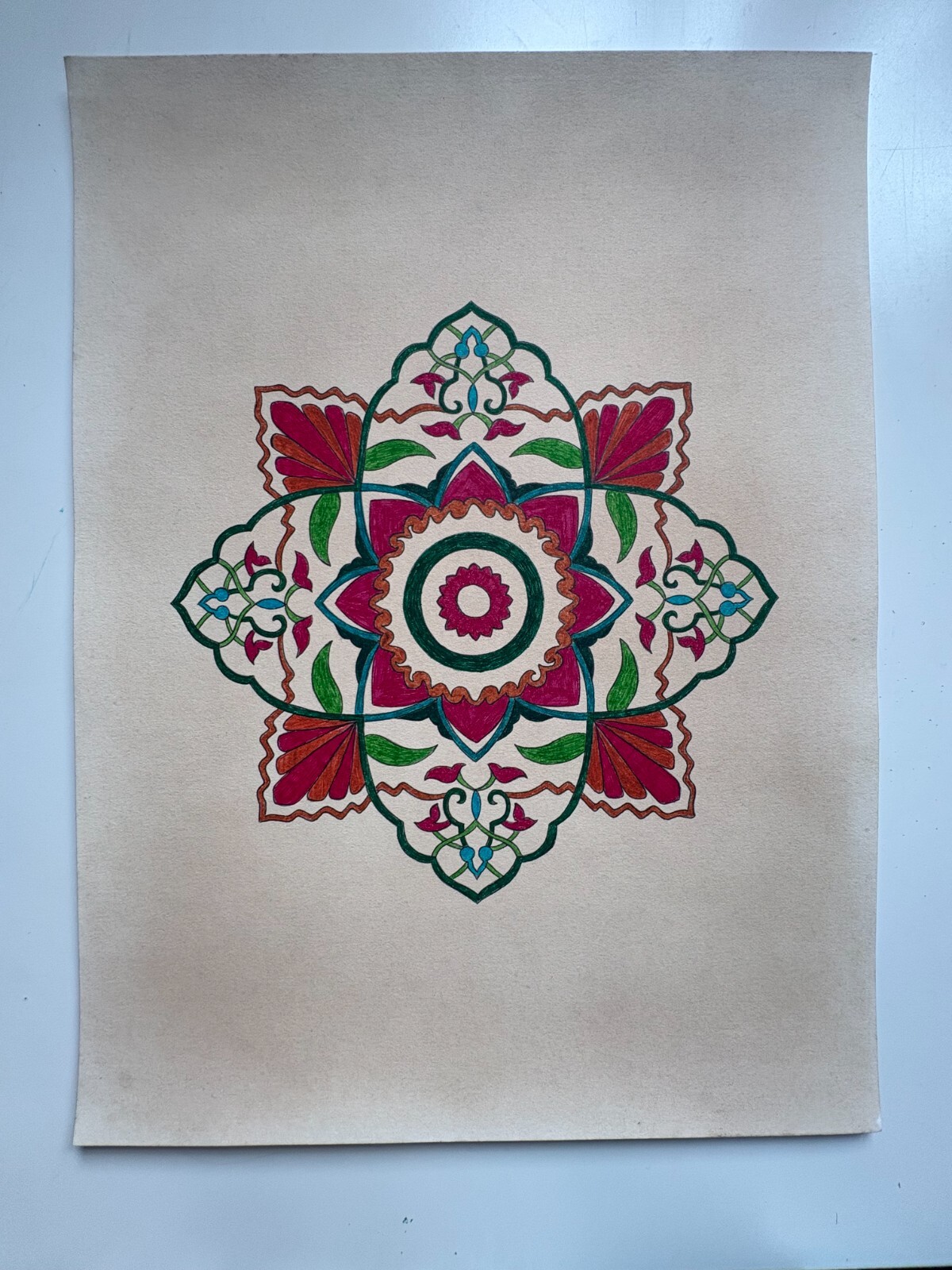 Original Art-Drawing-Circular Pattern-Rosette-mandala -9" x 12" A4 - Artwork