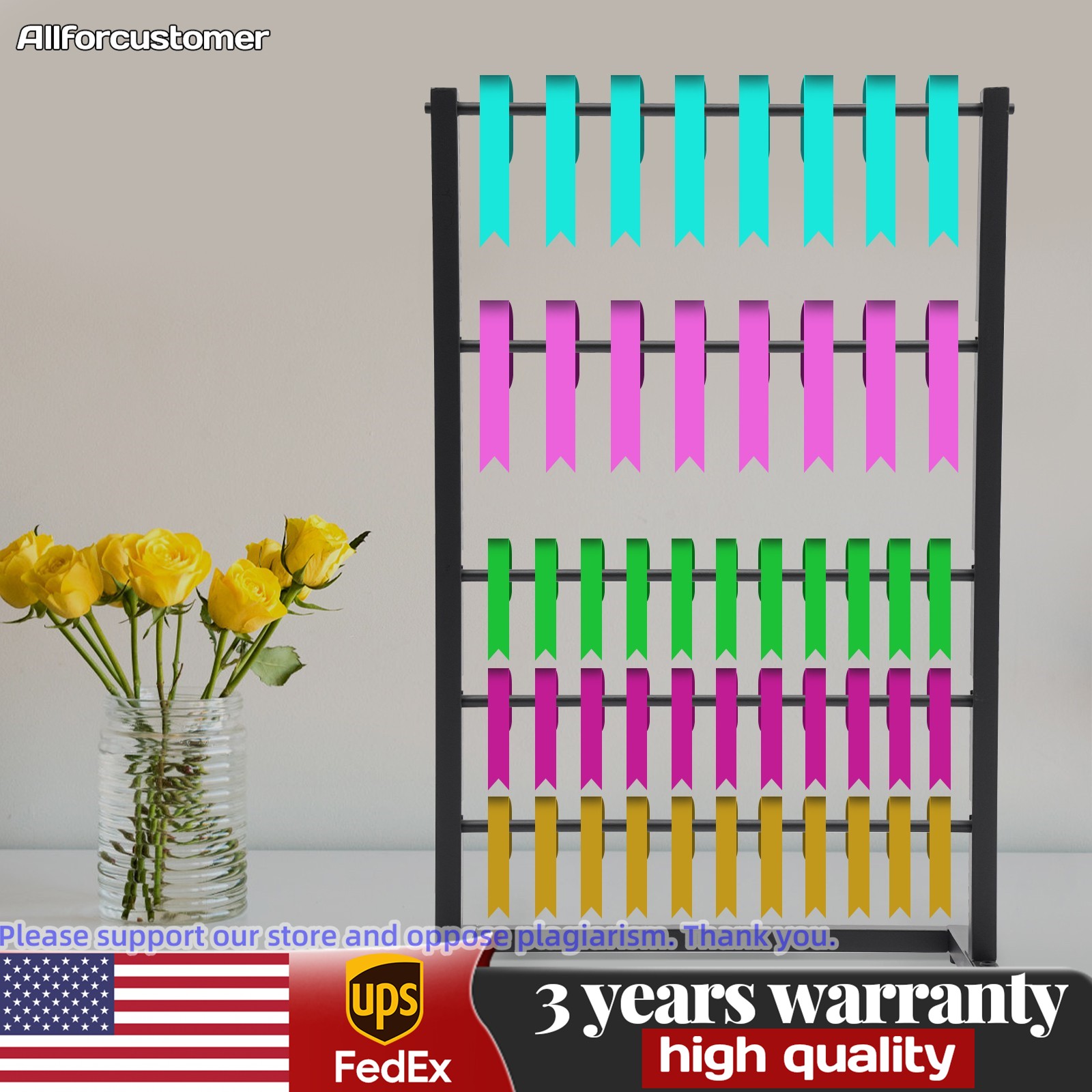 5Tier Freestanding Ribbon Organizer Rack 5 Tier Organizer Metal Ribbon Holder US