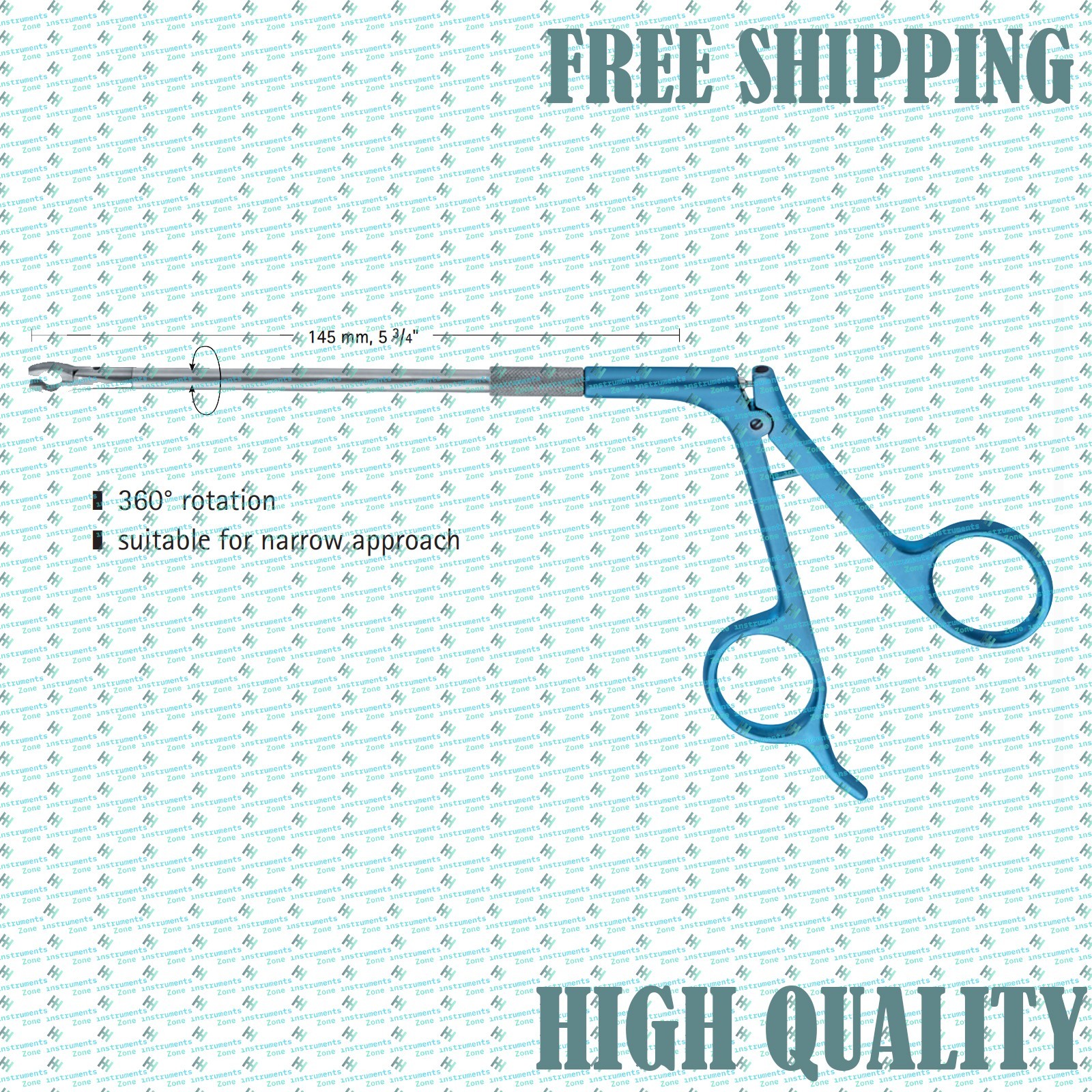 Titanium Clip Applier Forceps CASPAR Style–360° Rotation, Narrow Approach, 145mm