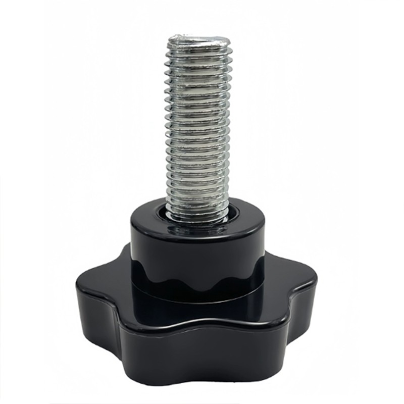 M10 to M16 Male Thread Plastic Star Clamping Nut Knob Screw Machine Handle Black