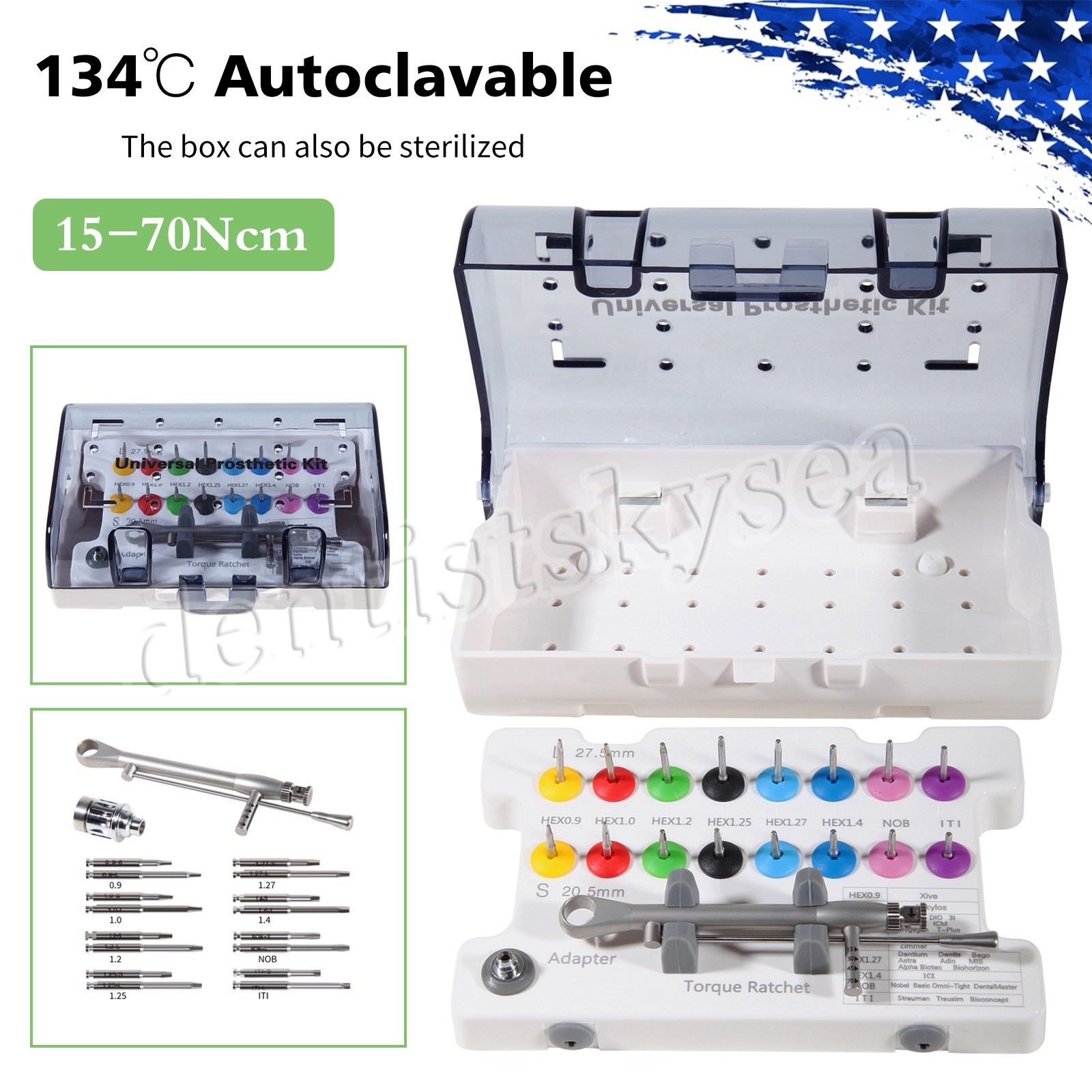 Universal Implant Prosthetic Kit Screwdriver Hex Driver Torque Wrench 16 drivers