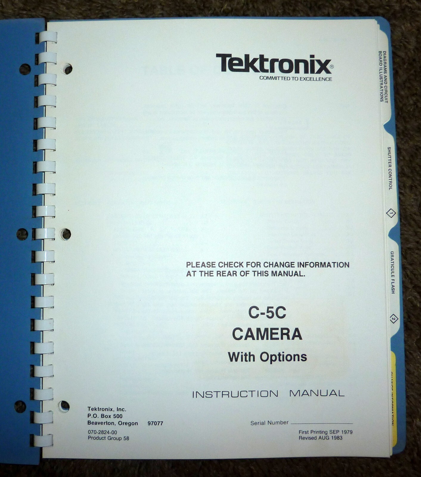 Tektronix C-5C Camera Instruction Manual 1983