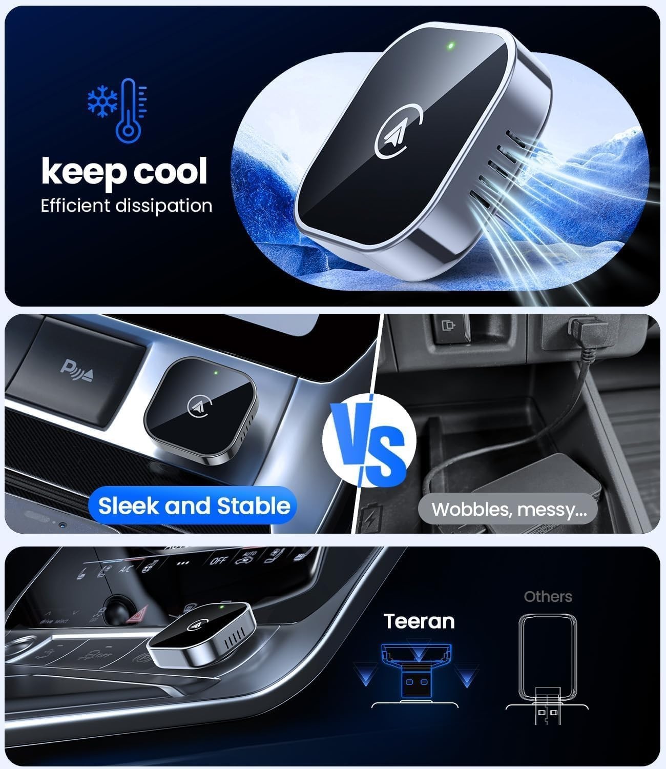 Teeran 2 in 1 Wireless CarPlay and Android Auto Adapter,