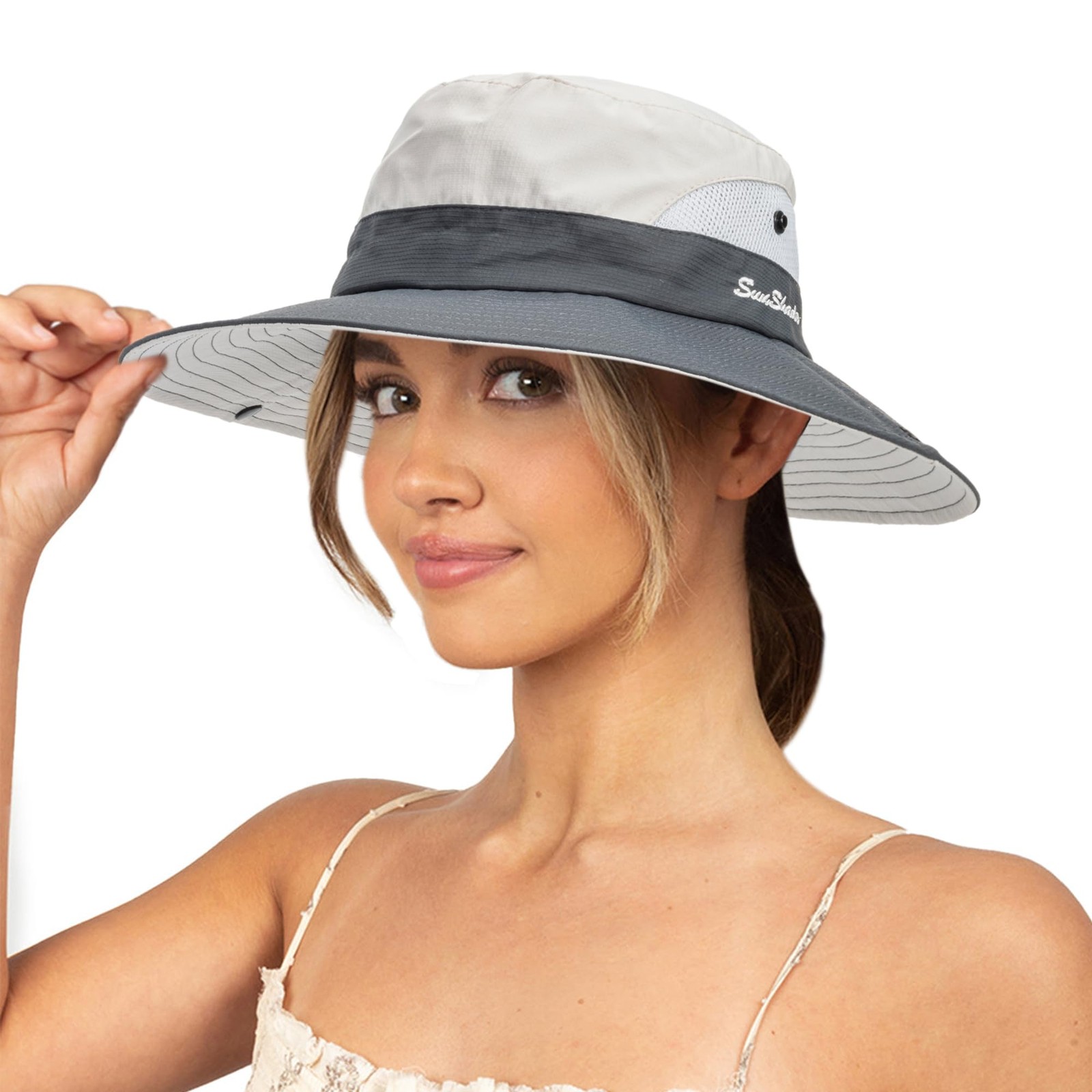 Sun Hat for Women Summer UV Protection Beach Hat Wide Brim Mesh Bucket