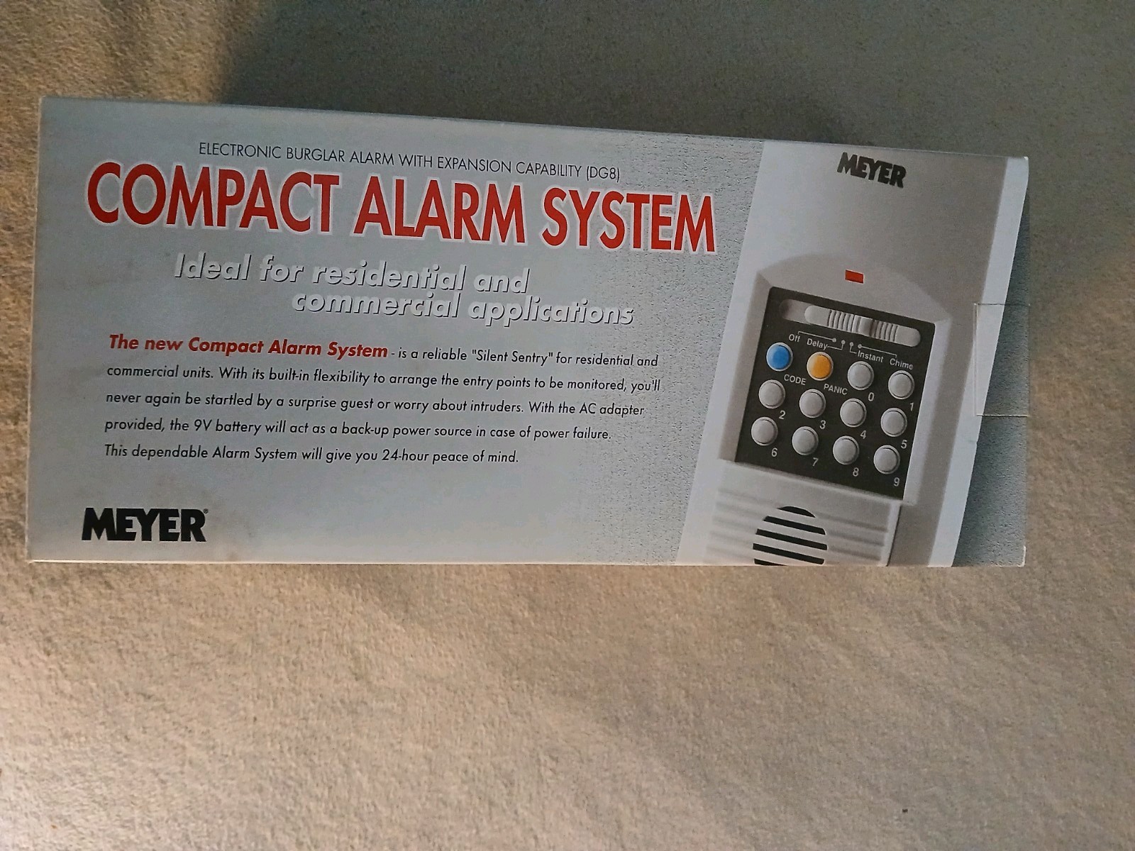 Meyer Compact Alarm System Complete Wired Hardwired Wall Mount w/ Keypad