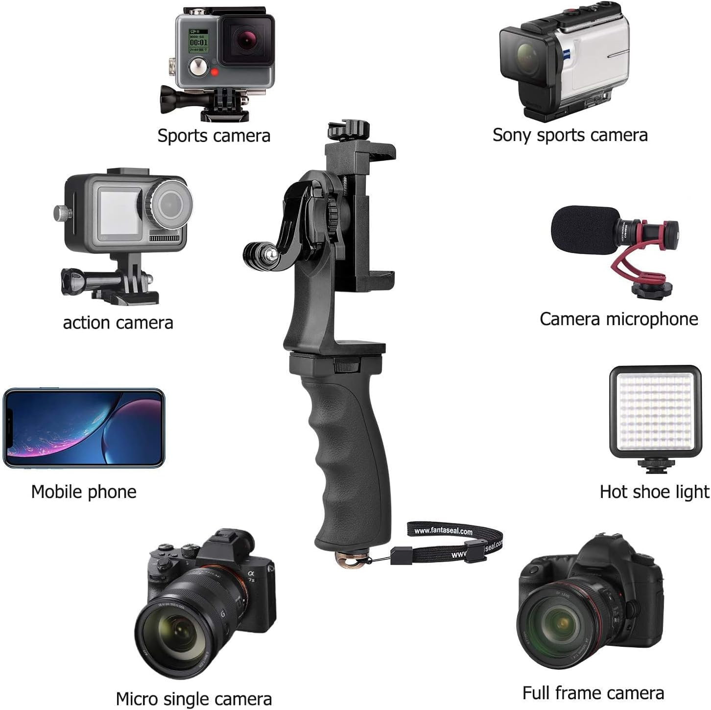 2In1 Ergonomic Portable Action Camera+Smartphone SYN Hand Grip Stabilizer Combo