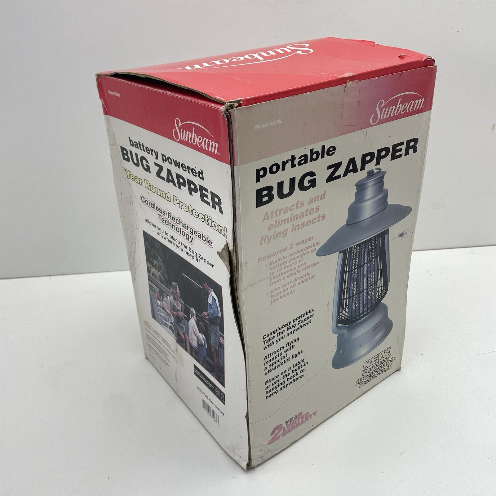 New Sunbeam Portable BUG ZAPPER Model# SB980 Rechargeable - OPEN BOX