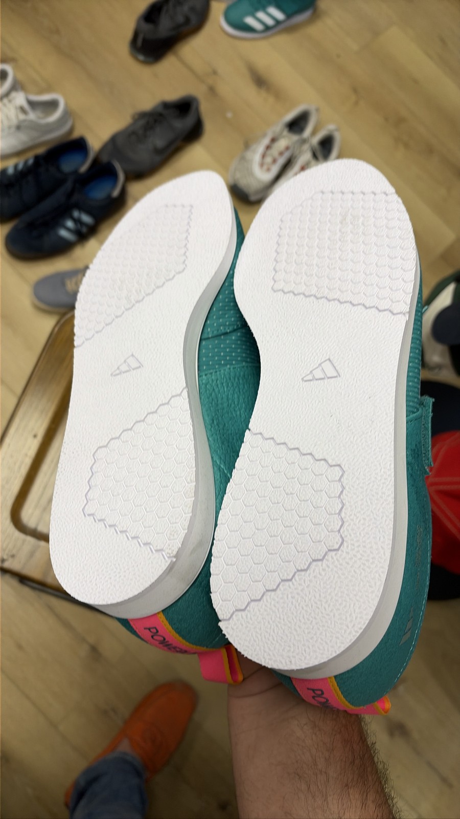 Adidas Powerlift 5 Men's Lifting Shoes Teal Pink White size 12.5