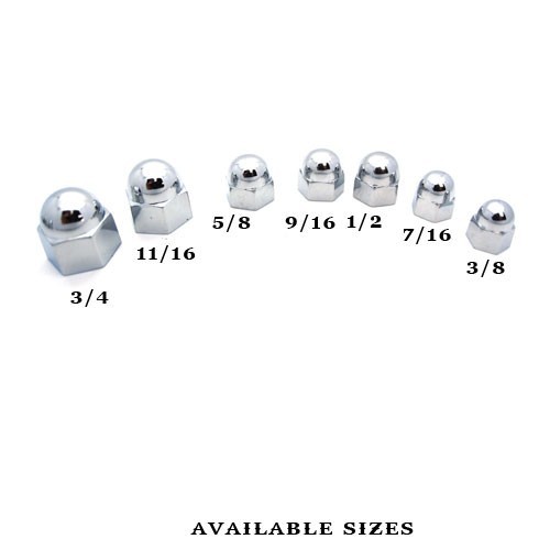 12 Chrome 9/16" Metal Acorn Nut Caps & Bolt Covers - Custom Car Truck Motorcycle