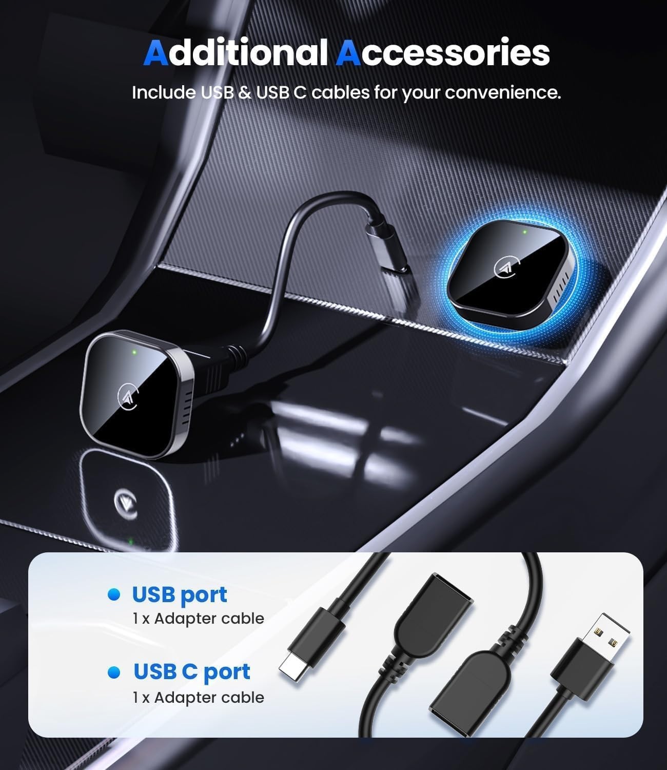 Teeran 2 in 1 Wireless CarPlay and Android Auto Adapter,