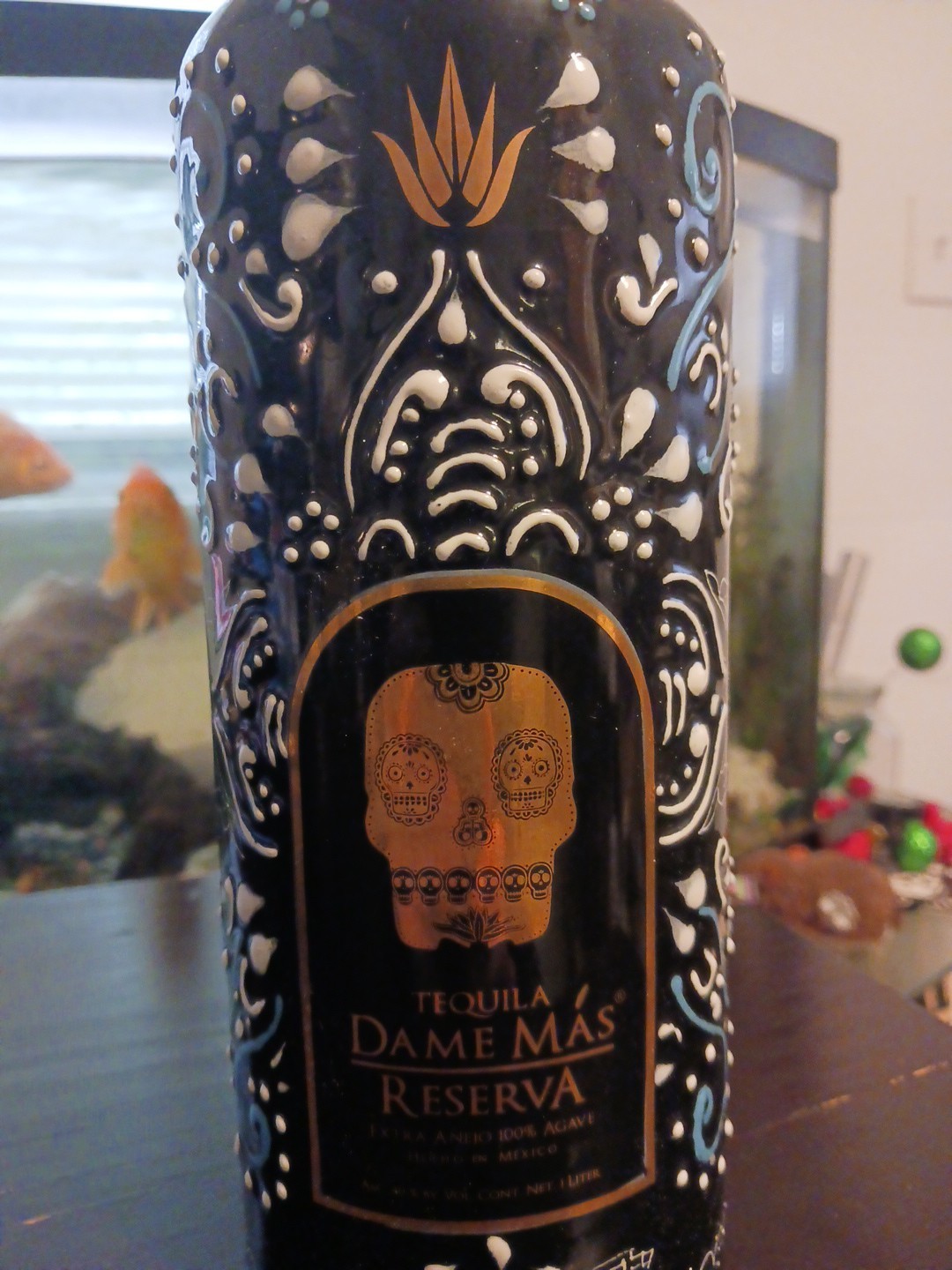 Dame Mas Tequila Reserva Extra Anejo Hand Painted Empty Bottle  Z4X-0907 1L