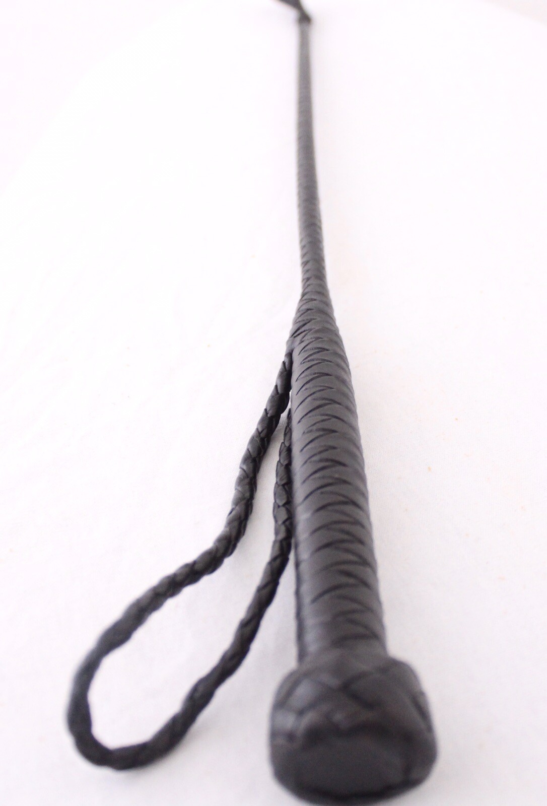 Riding Crop Horse Whip, Genuine Braided Leather Grip,Shaft & Leather Slapper