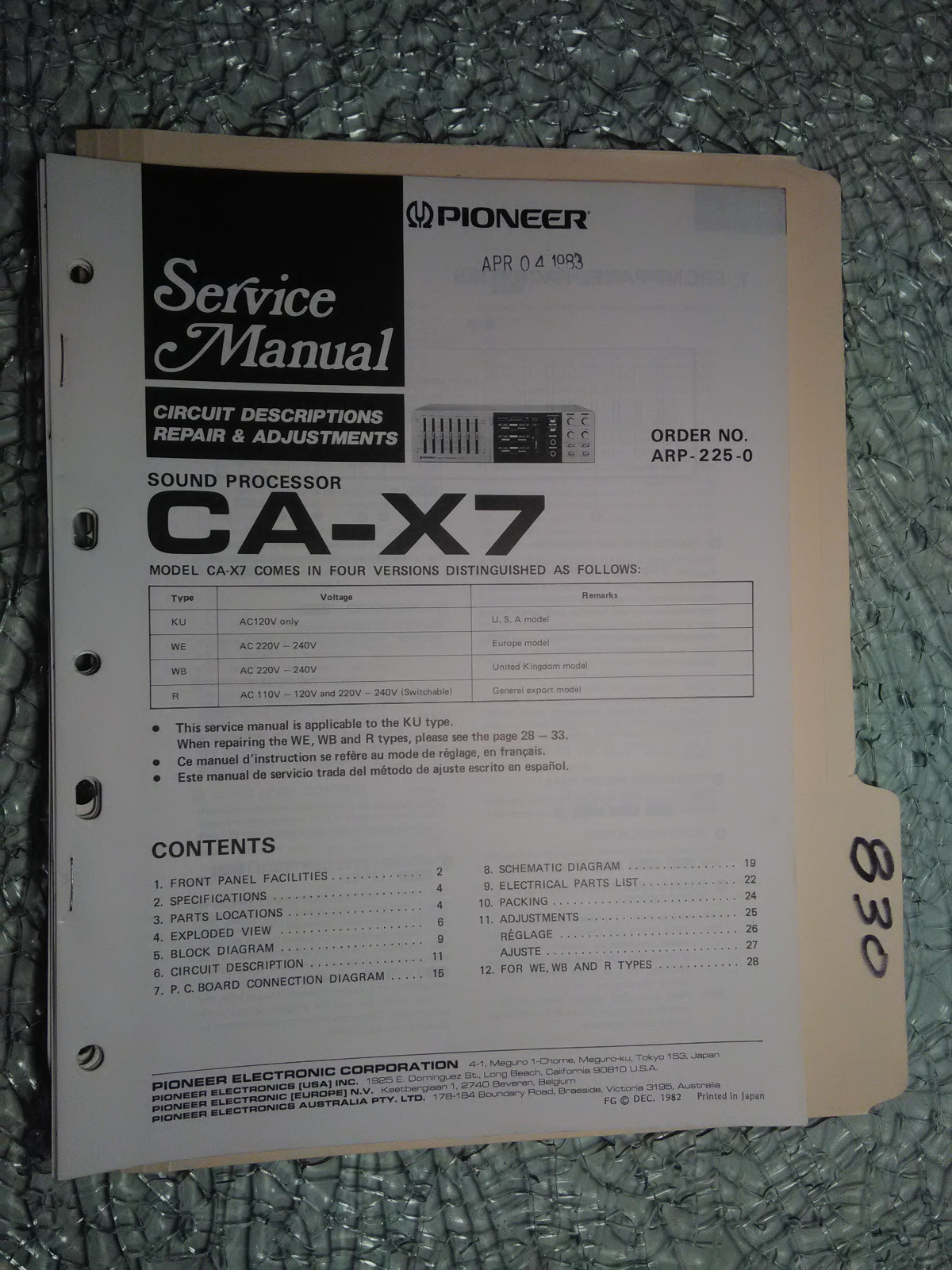 Pioneer CA-X7 service manual original repair book stereo processor 34 pages