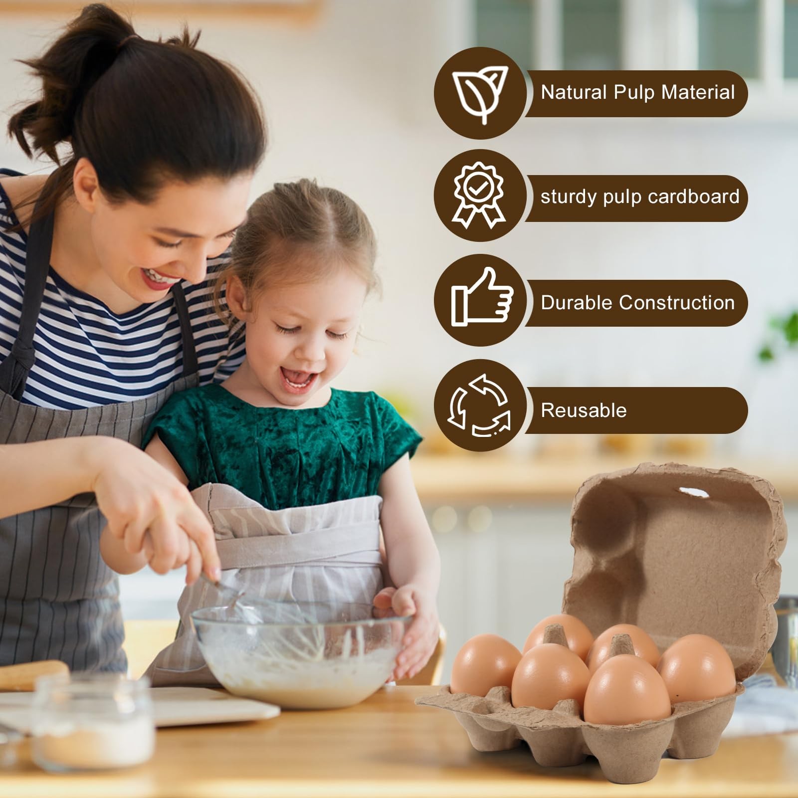 40 Pack Egg Cartons 6 Count Paper Pulp Reusable Strong Storage For Eggs Bulk