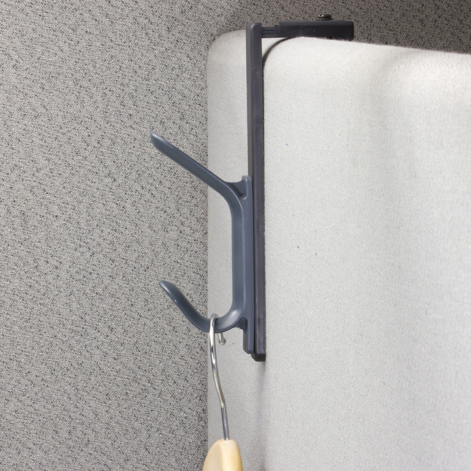 Officemate Double Coat Hooks for Cubicle Panels, Adjustable, 2 Pack, Black