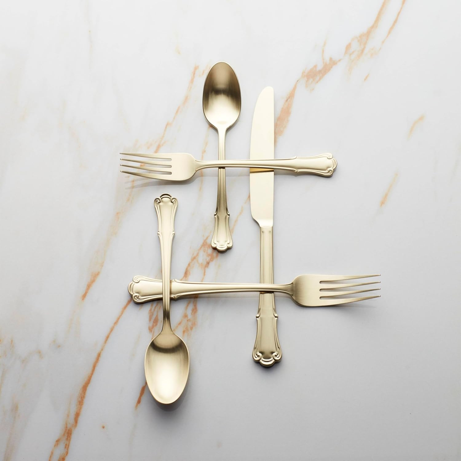 896768 James Street Satin Champagne 20 Piece Flatware Set