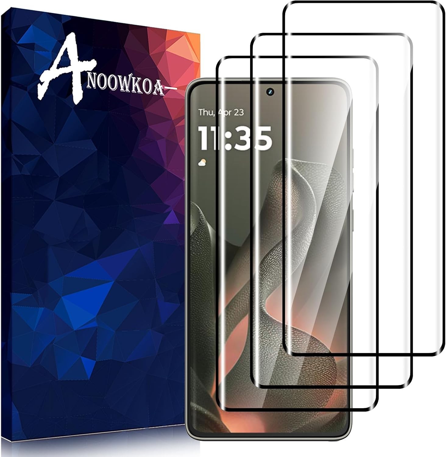 3 Pack Tempered Glass Screen Protector for Motorola Moto Edge 2025, Anti-Fingerp
