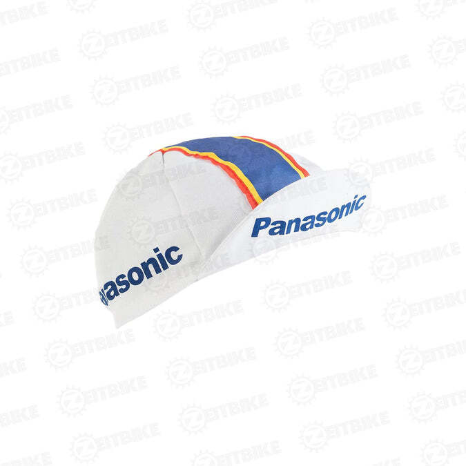 ZEITBIKE Vintage Panasonic Cycling Cap White Blue Lime Retro UV Protection Italy