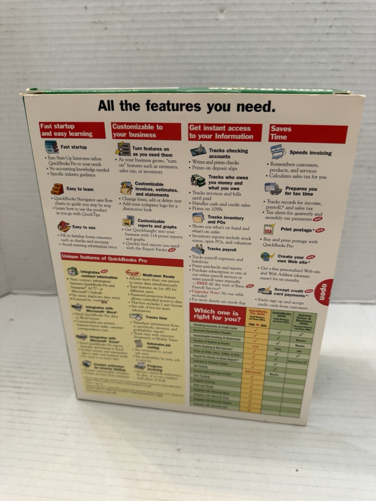 Intuit Quickbooks Pro 2000 for Windows Quicken Financial Services Software