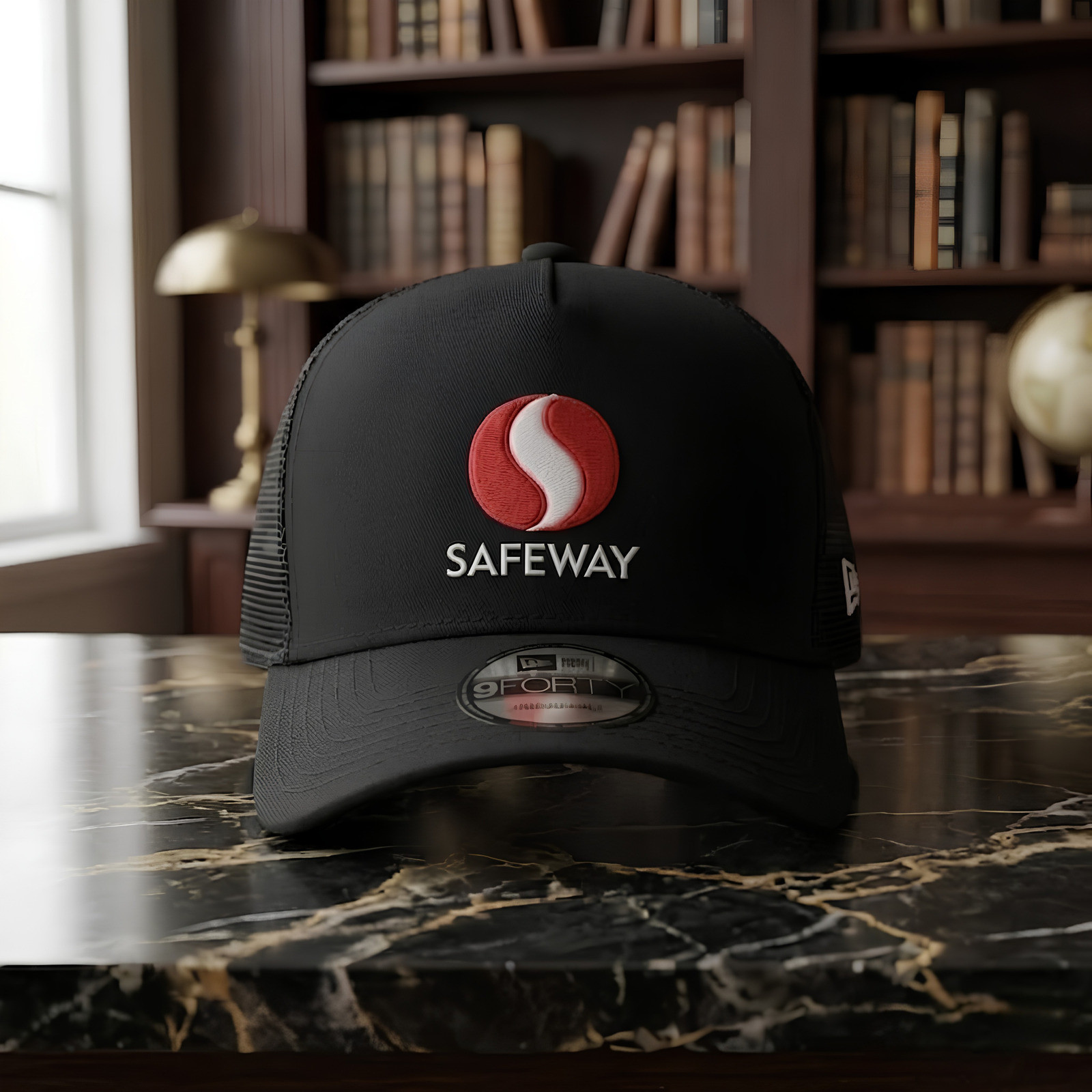 Safeway logo Embroidered 9FORTY Hat Black Mesh Trucker Cap Adjustable