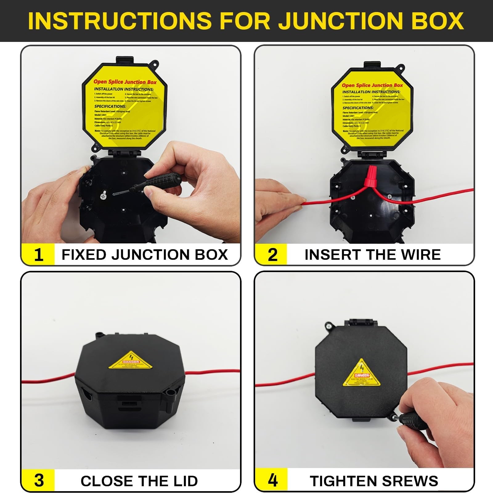 MIARALA Black Open Splice Junction Box (10 Pack), Splice Box Wire Electrical ...