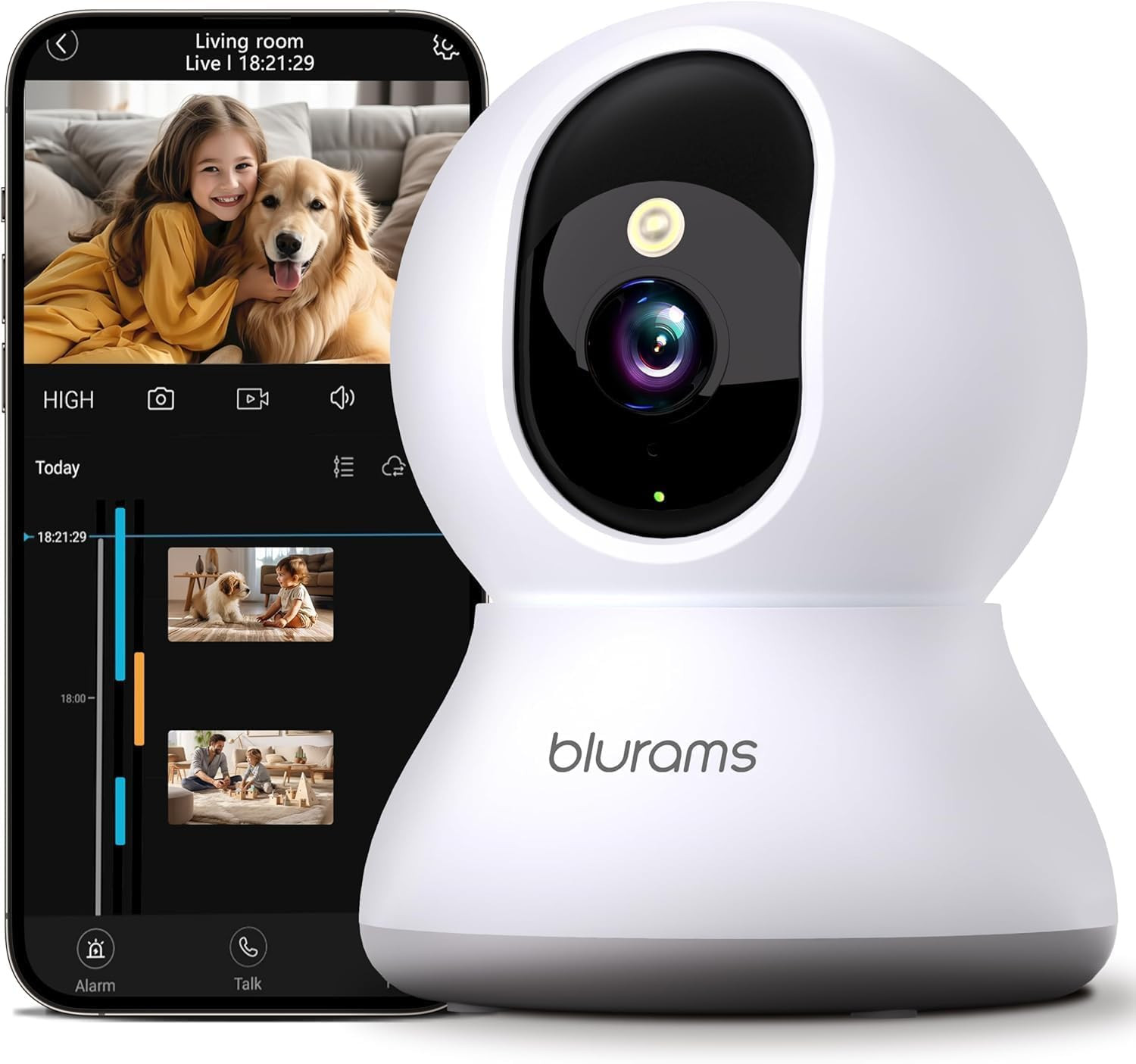 Security Camera 2K,  Baby Monitor Dog Camera 360-Degree for Home Security W/Smar