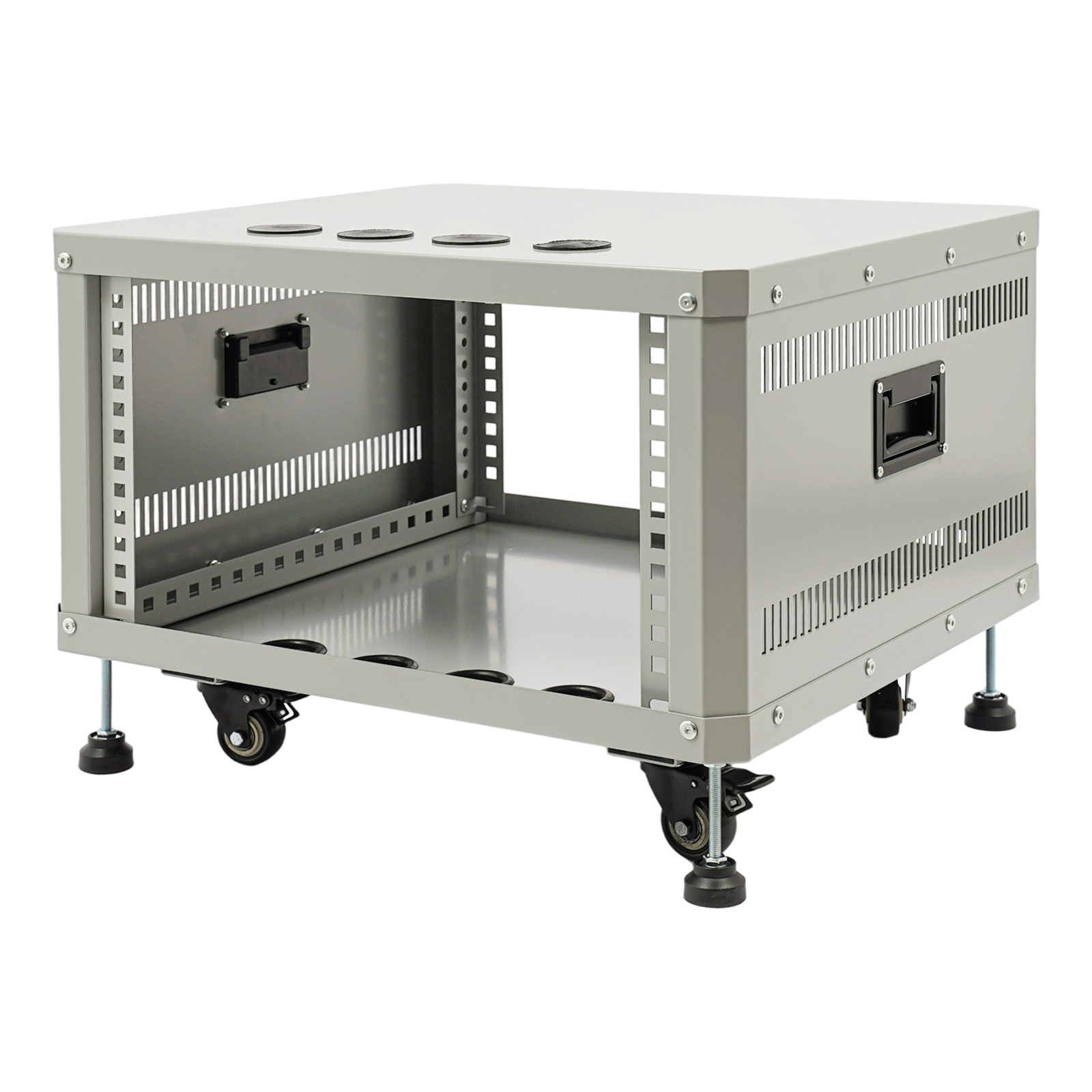 6U Stereo&Studio Rack w/ 4 Wheels, Rolling Network Cabinet Open Frame Rack