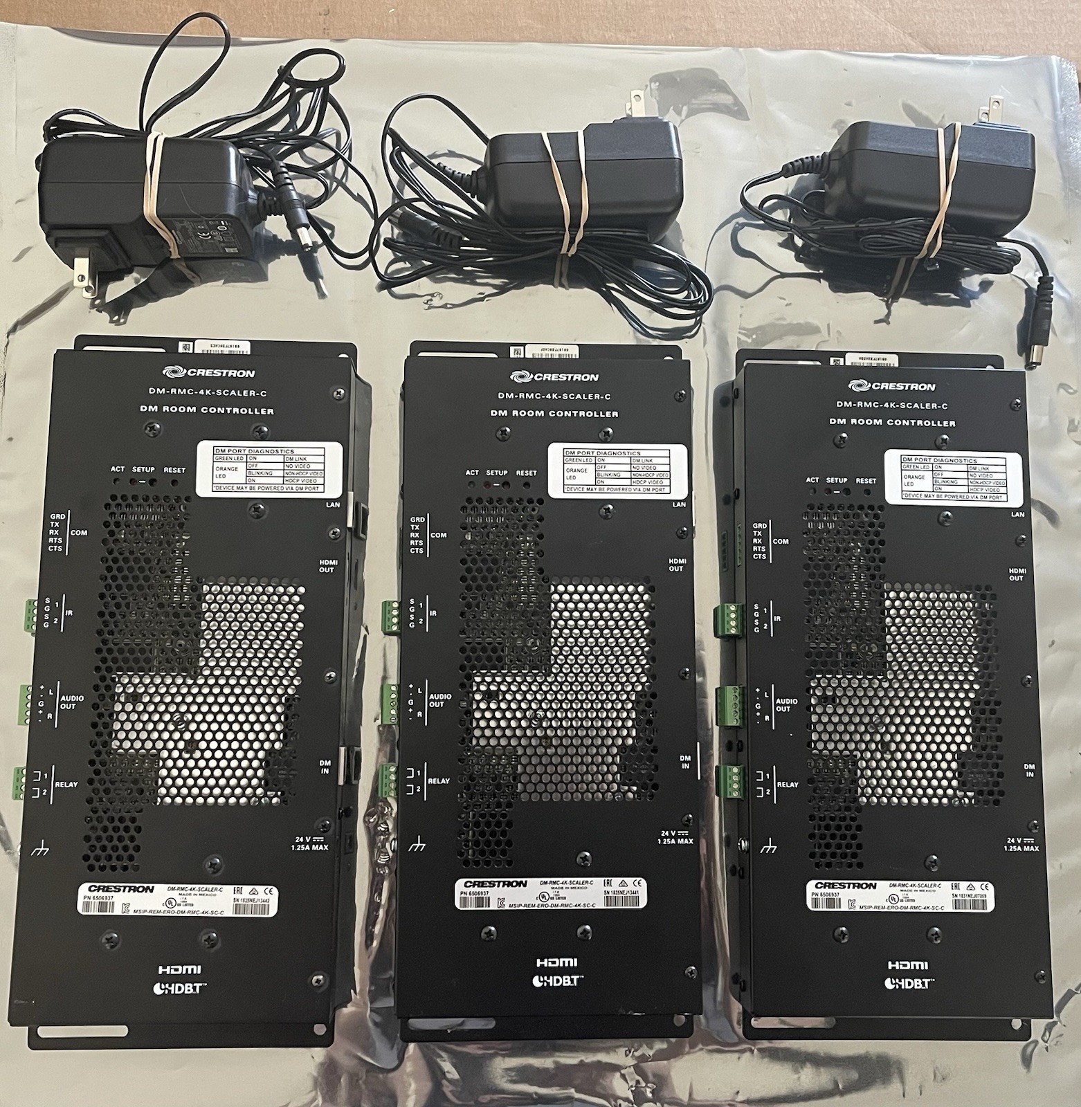 Qty.3 Crestron DM-RMC-4K-SCALER-C DM Room Controller 6506937 With Adapters