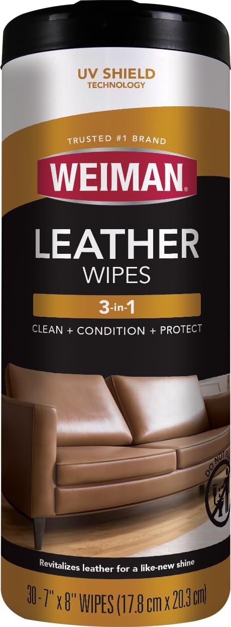 Weiman Leather Cleaner & Conditioner Wipes With UV 1 Count (Pack of 1), White