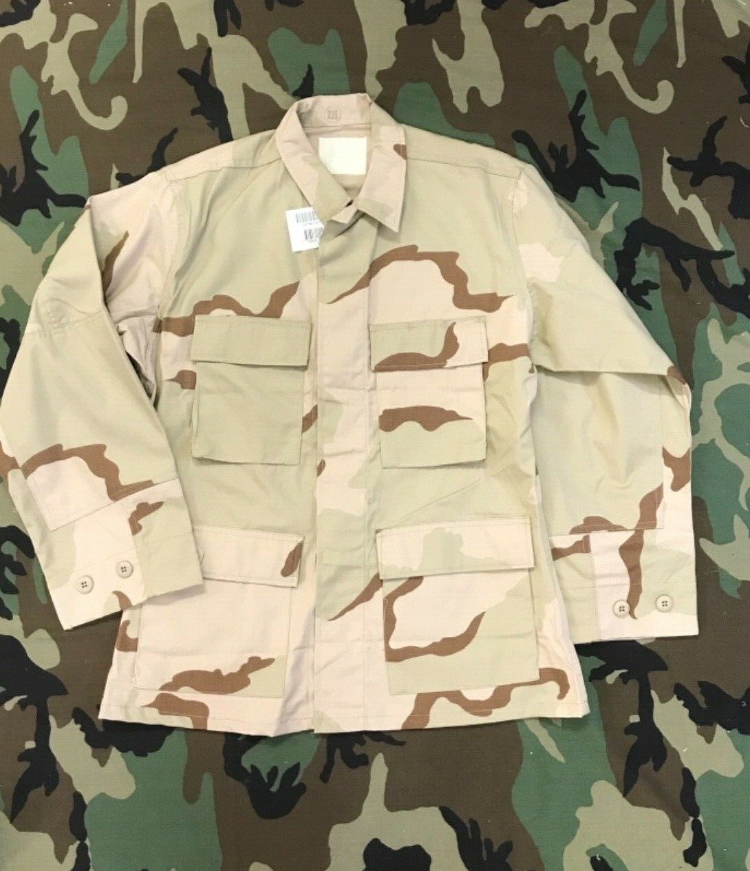 US ARMY CAMO BDU SHIRT COAT DESERT CAMOUFLAGE LARGE SHORT NSN 8415-01-327-5312