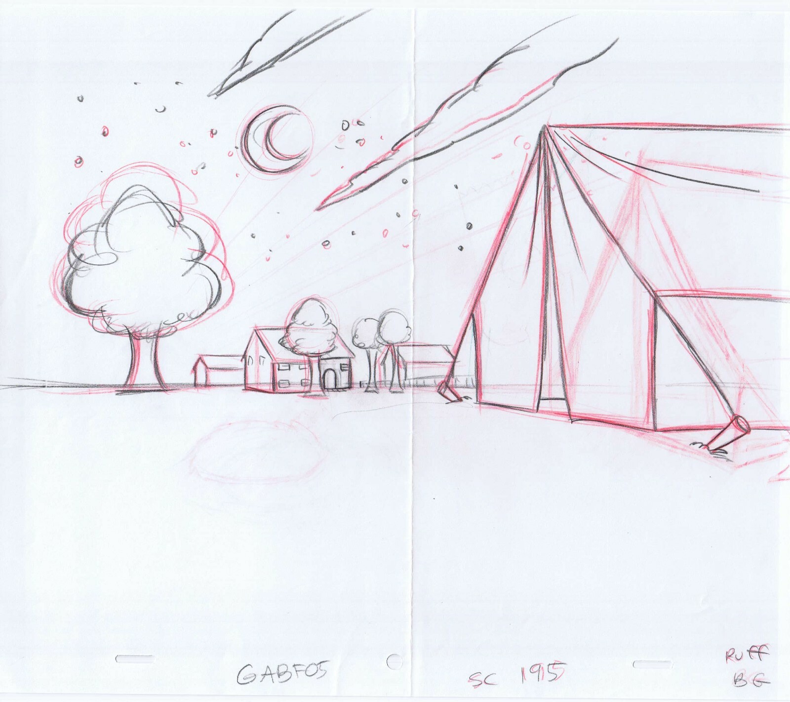 Simpsons Original Art Animation Production Pencils GABF05 SC 195 Ruff BG